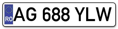 Placuta inmatriculare numar auto  AG-688-YLW, AG 688 YLW, AG688YLW