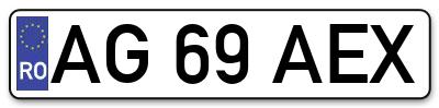 Placuta inmatriculare numar auto  AG-69-AEX, AG 69 AEX, AG69AEX