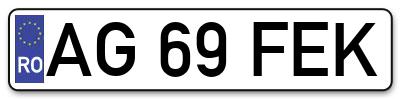 Placuta inmatriculare numar auto  AG-69-FEK, AG 69 FEK, AG69FEK