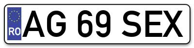 Placuta inmatriculare numar auto  AG-69-SEX, AG 69 SEX, AG69SEX