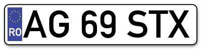 Placuta inmatriculare numar auto  AG-69-STX, AG 69 STX, AG69STX