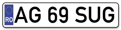 Placuta inmatriculare numar auto  AG-69-SUG, AG 69 SUG, AG69SUG