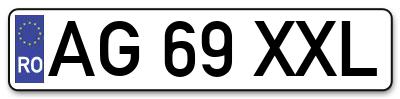 Placuta inmatriculare numar auto  AG-69-XXL, AG 69 XXL, AG69XXL