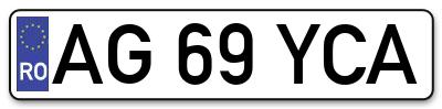 Placuta inmatriculare numar auto  AG-69-YCA, AG 69 YCA, AG69YCA