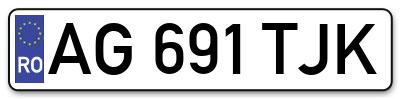 Placuta inmatriculare numar auto  AG-691-TJK, AG 691 TJK, AG691TJK