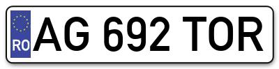 Placuta inmatriculare numar auto  AG-692-TOR, AG 692 TOR, AG692TOR