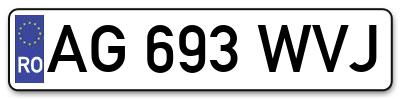 Placuta inmatriculare numar auto  AG-693-WVJ, AG 693 WVJ, AG693WVJ