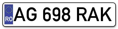 Placuta inmatriculare numar auto  AG-698-RAK, AG 698 RAK, AG698RAK