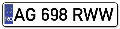 Placuta inmatriculare numar auto  AG-698-RWW, AG 698 RWW, AG698RWW
