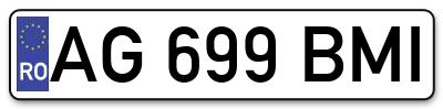 Placuta inmatriculare numar auto  AG-699-BMI, AG 699 BMI, AG699BMI