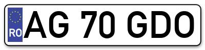 Placuta inmatriculare numar auto  AG-70-GDO, AG 70 GDO, AG70GDO