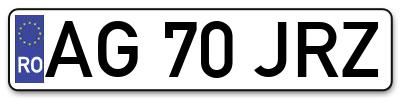 Placuta inmatriculare numar auto  AG-70-JRZ, AG 70 JRZ, AG70JRZ