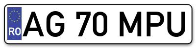 Placuta inmatriculare numar auto  AG-70-MPU, AG 70 MPU, AG70MPU