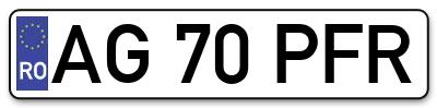 Placuta inmatriculare numar auto  AG-70-PFR, AG 70 PFR, AG70PFR