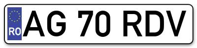 Placuta inmatriculare numar auto  AG-70-RDV, AG 70 RDV, AG70RDV