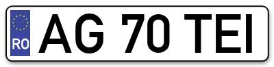 Placuta inmatriculare numar auto  AG-70-TEI, AG 70 TEI, AG70TEI