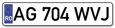 Placuta inmatriculare numar auto  AG-704-WVJ, AG 704 WVJ, AG704WVJ