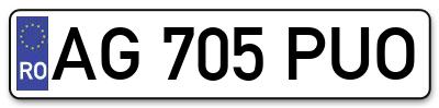 Placuta inmatriculare numar auto  AG-705-PUO, AG 705 PUO, AG705PUO