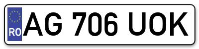 Placuta inmatriculare numar auto  AG-706-UOK, AG 706 UOK, AG706UOK