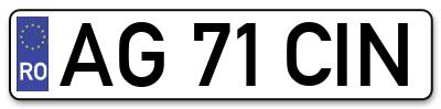 Placuta inmatriculare numar auto  AG-71-CIN, AG 71 CIN, AG71CIN