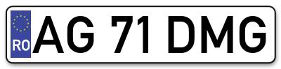 Placuta inmatriculare numar auto  AG-71-DMG, AG 71 DMG, AG71DMG