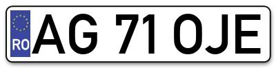 Placuta inmatriculare numar auto  AG-71-OJE, AG 71 OJE, AG71OJE