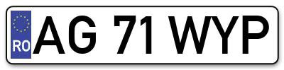 Placuta inmatriculare numar auto  AG-71-WYP, AG 71 WYP, AG71WYP