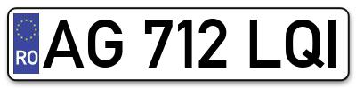 Placuta inmatriculare numar auto  AG-712-LQI, AG 712 LQI, AG712LQI