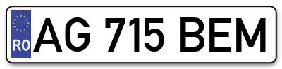 Placuta inmatriculare numar auto  AG-715-BEM, AG 715 BEM, AG715BEM