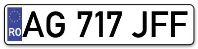 Placuta inmatriculare numar auto  AG-717-JFF, AG 717 JFF, AG717JFF