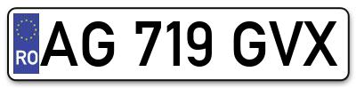 Placuta inmatriculare numar auto  AG-719-GVX, AG 719 GVX, AG719GVX