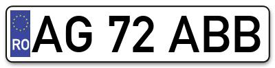 Placuta inmatriculare numar auto  AG-72-ABB, AG 72 ABB, AG72ABB