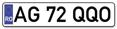 Placuta inmatriculare numar auto  AG-72-QQO, AG 72 QQO, AG72QQO