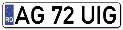 Placuta inmatriculare numar auto  AG-72-UIG, AG 72 UIG, AG72UIG