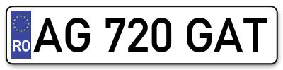 Placuta inmatriculare numar auto  AG-720-GAT, AG 720 GAT, AG720GAT