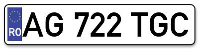 Placuta inmatriculare numar auto  AG-722-TGC, AG 722 TGC, AG722TGC