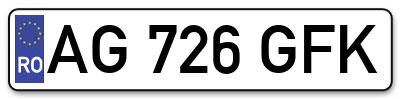 Placuta inmatriculare numar auto  AG-726-GFK, AG 726 GFK, AG726GFK