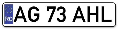 Placuta inmatriculare numar auto  AG-73-AHL, AG 73 AHL, AG73AHL