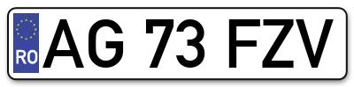 Placuta inmatriculare numar auto  AG-73-FZV, AG 73 FZV, AG73FZV