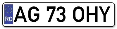 Placuta inmatriculare numar auto  AG-73-OHY, AG 73 OHY, AG73OHY