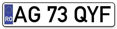 Placuta inmatriculare numar auto  AG-73-QYF, AG 73 QYF, AG73QYF