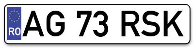 Placuta inmatriculare numar auto  AG-73-RSK, AG 73 RSK, AG73RSK