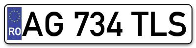 Placuta inmatriculare numar auto  AG-734-TLS, AG 734 TLS, AG734TLS