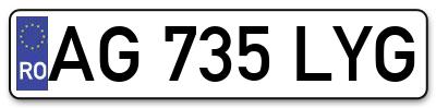 Placuta inmatriculare numar auto  AG-735-LYG, AG 735 LYG, AG735LYG