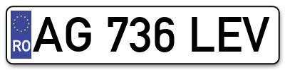 Placuta inmatriculare numar auto  AG-736-LEV, AG 736 LEV, AG736LEV
