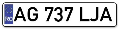 Placuta inmatriculare numar auto  AG-737-LJA, AG 737 LJA, AG737LJA