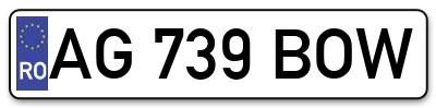 Placuta inmatriculare numar auto  AG-739-BOW, AG 739 BOW, AG739BOW