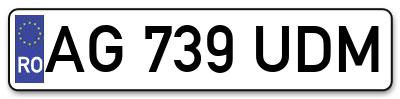 Placuta inmatriculare numar auto  AG-739-UDM, AG 739 UDM, AG739UDM