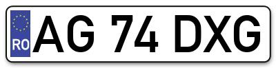 Placuta inmatriculare numar auto  AG-74-DXG, AG 74 DXG, AG74DXG