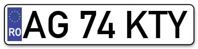 Placuta inmatriculare numar auto  AG-74-KTY, AG 74 KTY, AG74KTY